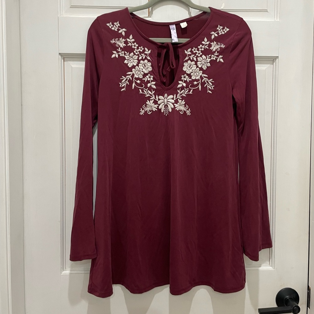 Alya Burgundy Floral Embroidered dress